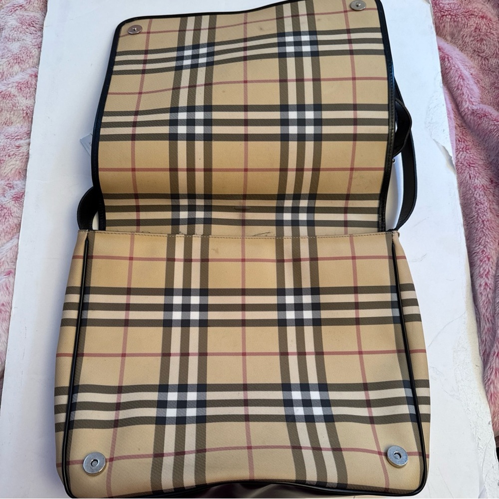 Burberry Tan and Black  large Checkered Crossbody Messenger Bag - Picture 3 of 16